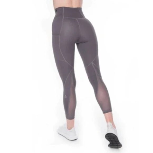P'tula Pants - P'tula High Rise Leggings The Crystal Mesh Panel Gray I Small